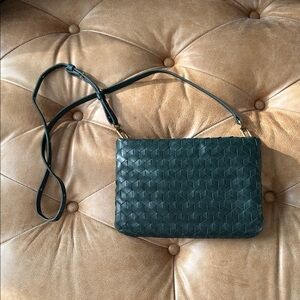 Madewell Dark Green Geometric Leather Crossbody Bag